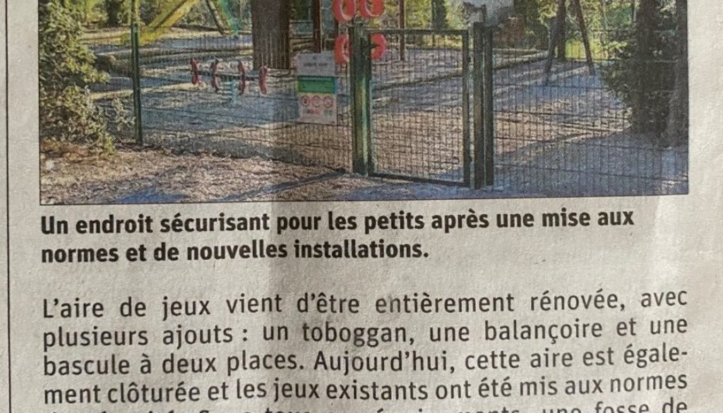 Dauphiné libéré rénovation aire de jeux Playtil Drôme