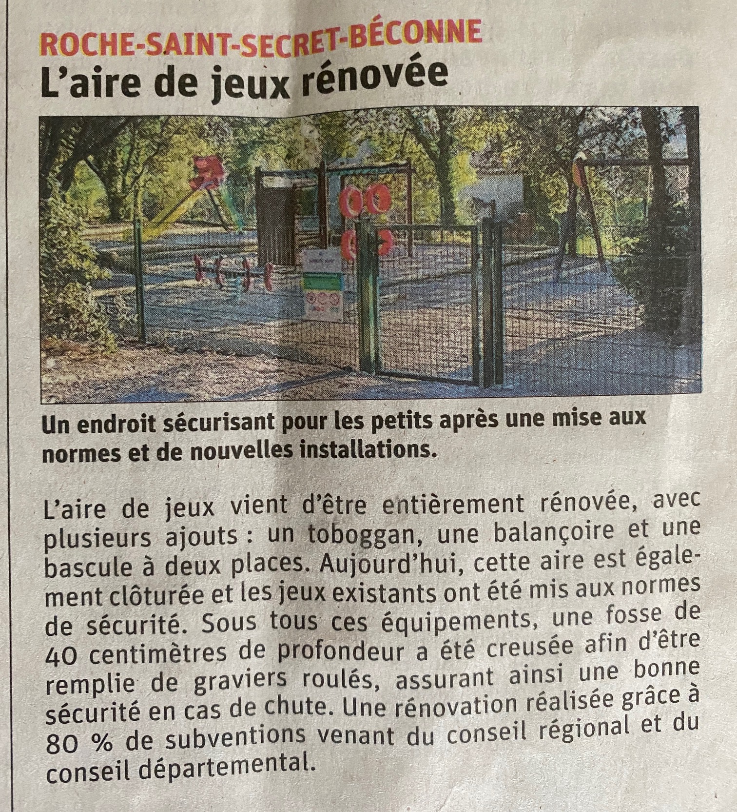 Dauphiné libéré rénovation aire de jeux Playtil Drôme